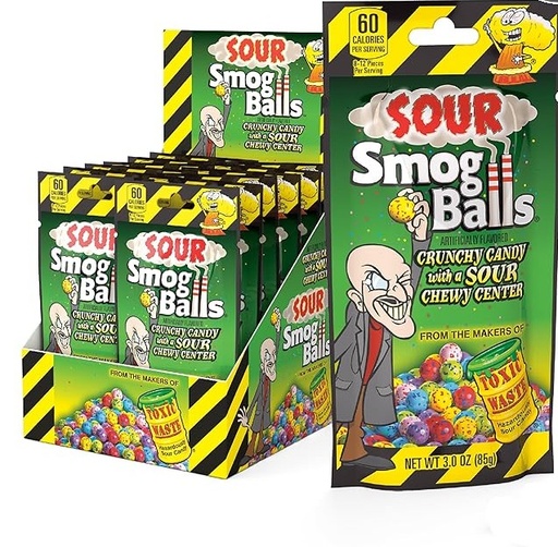[1810015] TOXIC WASTE SOUR SMOG BALLS GUSSET BAG 85G